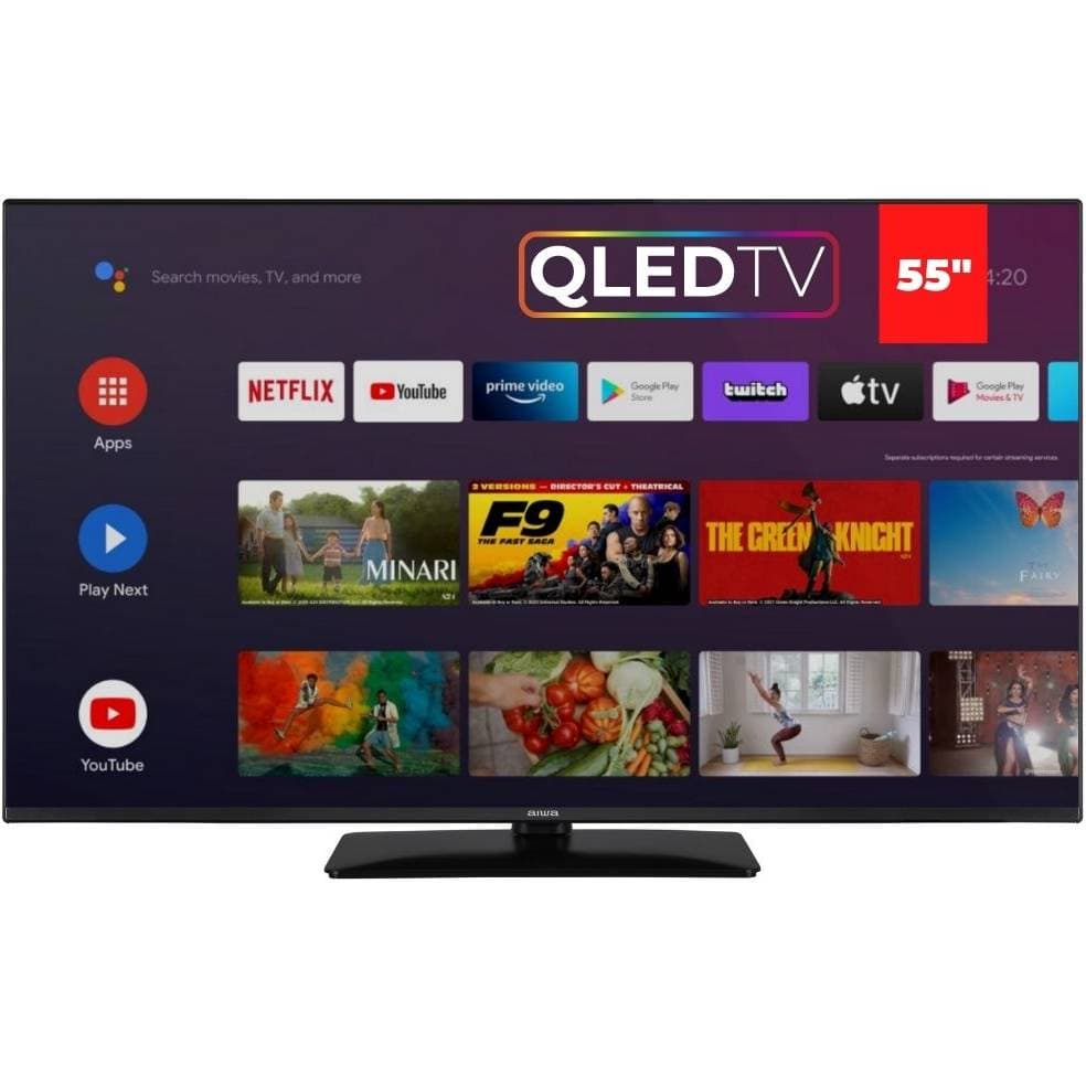 Телевізор TV 55 AIWA UHD QLED T2 Android 11 2 x 10W Dolby Digital Wi-Fi 200x200 M6 Black (QLED-855UHD-SLIM)