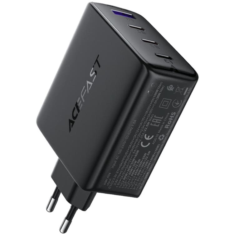 Зарядний пристрій Acefast A94 100W 3xType-C 1xUSB Gan Fast Charger Black