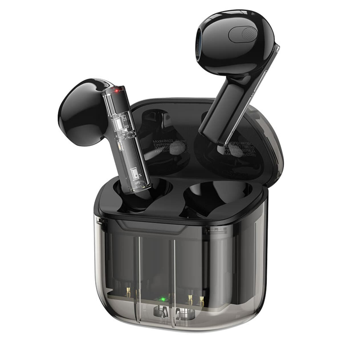 Беспроводные наушники BOROFONE BW23 Crystal bean Transparent Edition True Wireless BT5.3 headset Jazz 250mAh Black (BW23B)