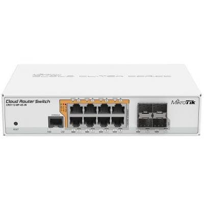 Коммутатор Mikrotik CRS112-8P-4S-IN 8x Gigabit Passive PoE / 802.3af/at ports 4x SFP ports RouterO Металл White (CRS112-8P-4S-IN)