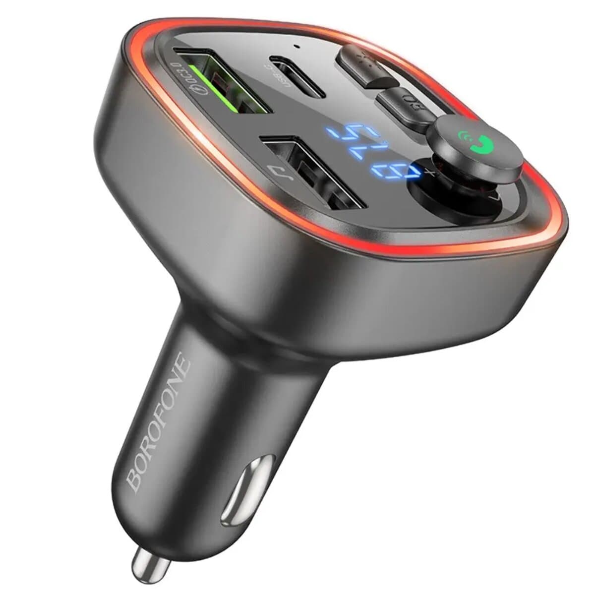 Автомобильный FM-трансмиттер ресивер BOROFONE BC48 Broad QC3.0 car BT5.0 FM transmitter 18W Black (BC48B)
