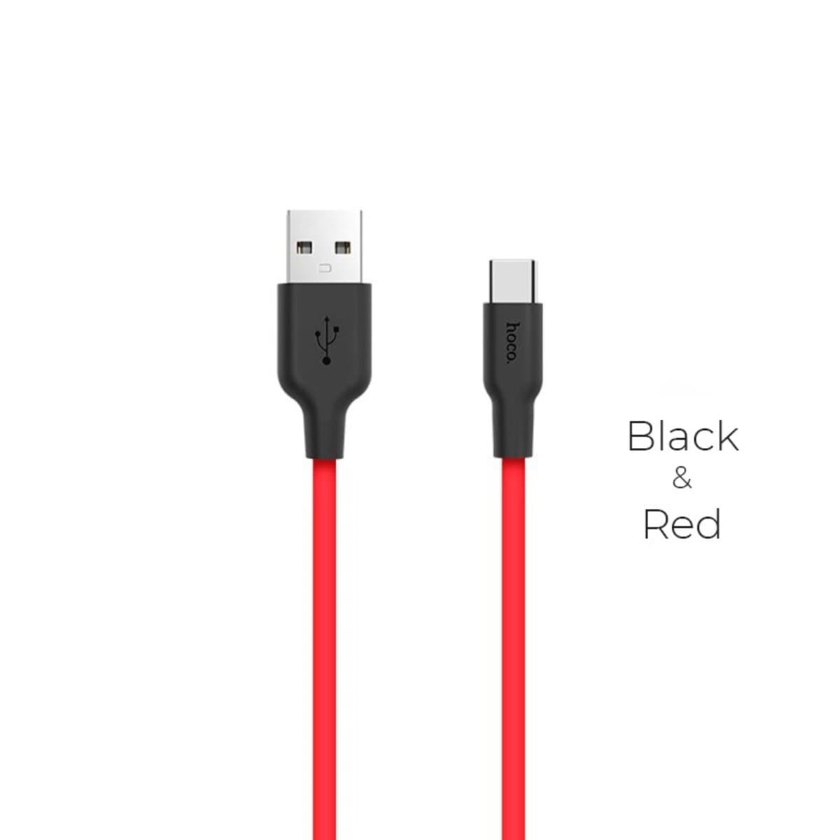Кабель HOCO X21 USB to Type-C 2A 1m silicone TPE connectors Black-Red