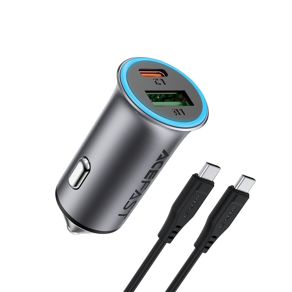 Автомобильное зарядное устройство ACEFAST B16 95W USB+Type-C metal car charger set P5 Metal Grey