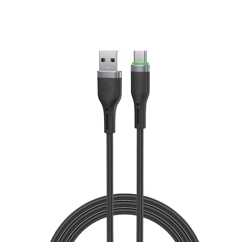 Кабель WIWU Wi-C067 27W OringLink Series Nylon Braided Cable USB to Type-C 1m 3A Black