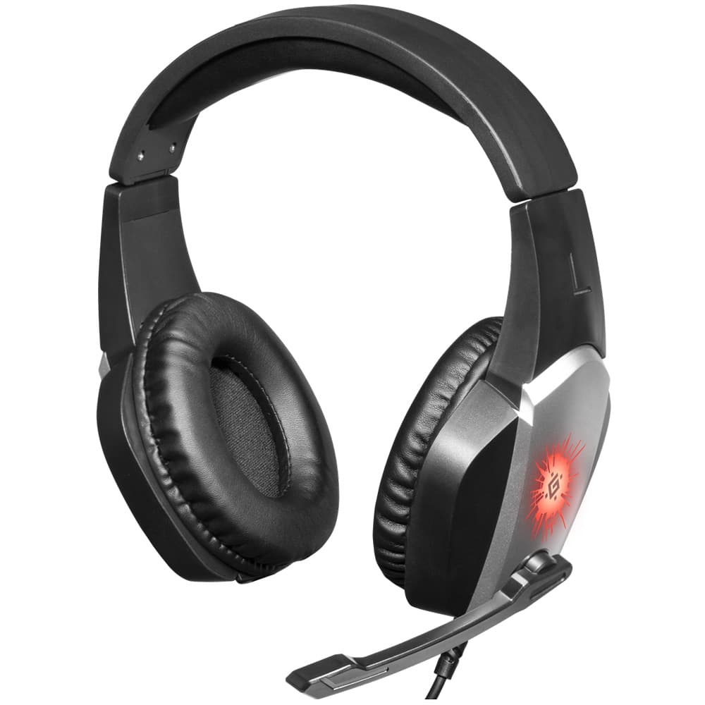 Провідні ігрові навушники гарнітура Defender X-Skull LED RGB USB 2 x jack 3.5 Black-Grey