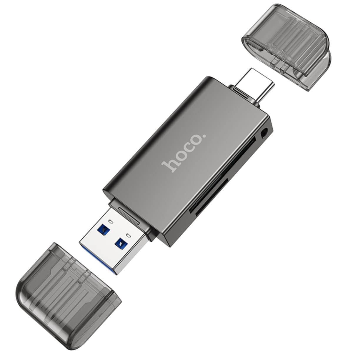 Картрідер HOCO HB39 USB Type-C 3.0 High-Speed ​​Card Reader Metal Grey