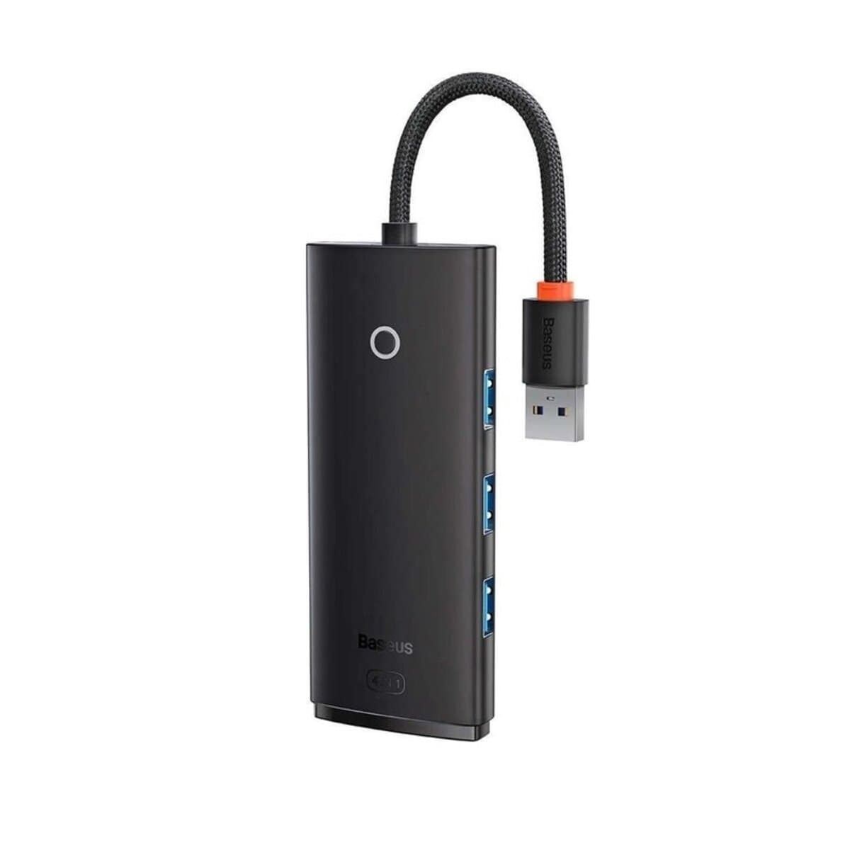 USB-Hub Baseus Lite Series 4-Port USB-A HUB Adapter USB-A to USB 3.0x4 25cm Black (WKQX030001)