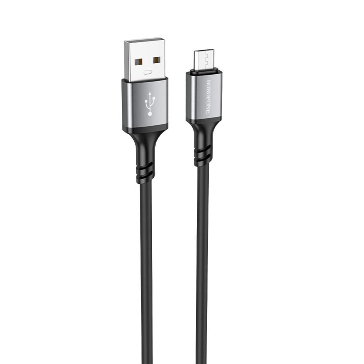 Кабель BOROFONE BX83 Micro Famous silicone charging data cable 2.4A 1m Black