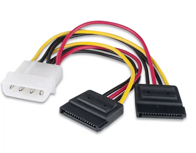 Кабель перехідник для живлення жорстких дисків U526 IDE Molex 4pin to 2xSATA Power Cable 20см (500328)