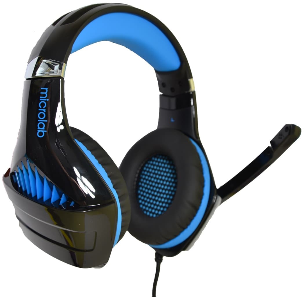 Провідні ігрові навушники з мікрофоном Microlab G6 USB jack 3.5 Black-Blue