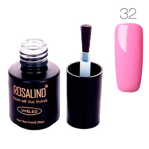 Гель-лак для нігтів манікюру Rosalind 7мл шелак для UV LED 32 Pink (313010)