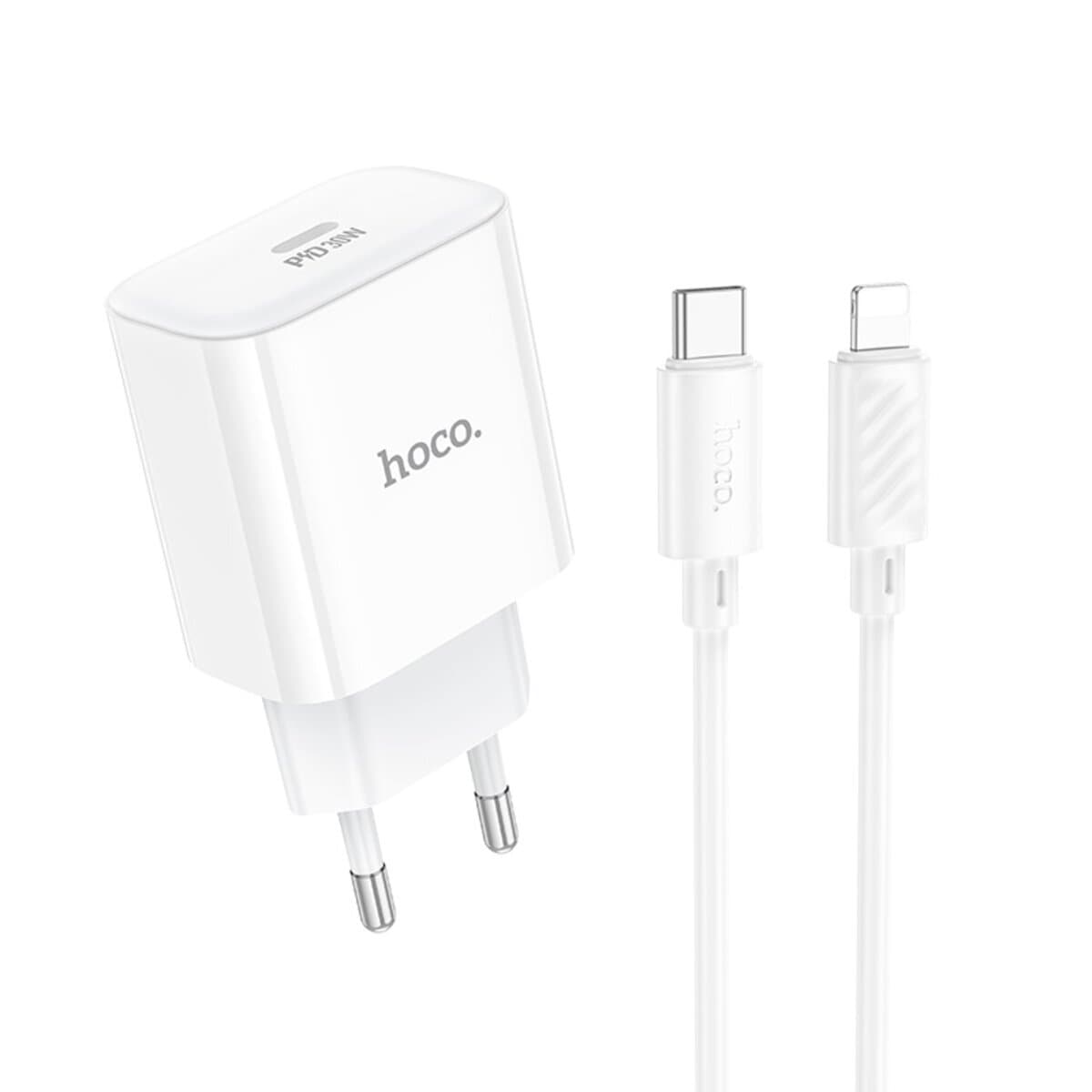 Зарядний пристрій HOCO C76A Pro Majestic single port PD30W charger set Type-C to Lightning cable EU White