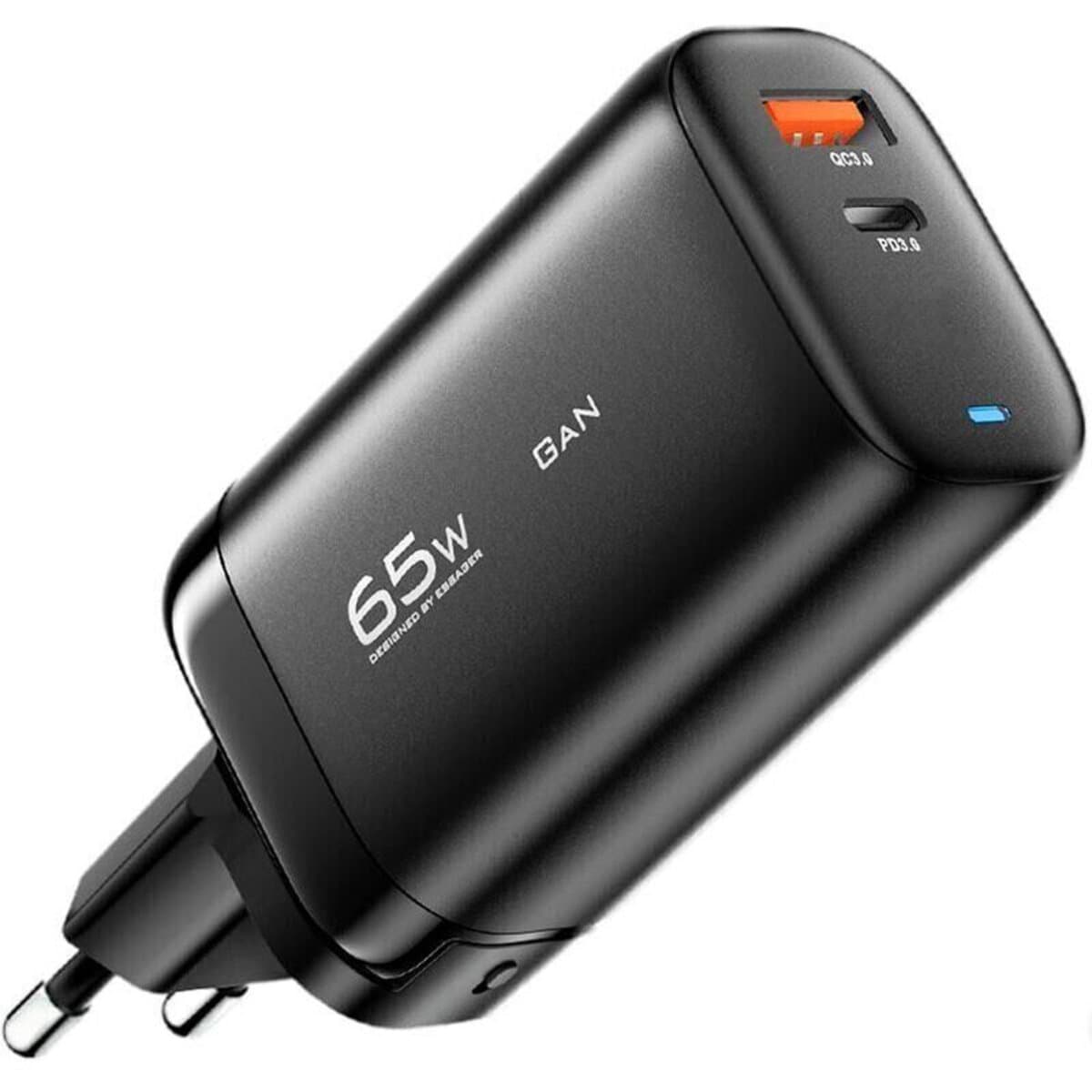 Зарядное устройство Essager Shining 65W GaN Travelling Charger Type-C+USB EU Black (ECTAC-MYB01-Z)
