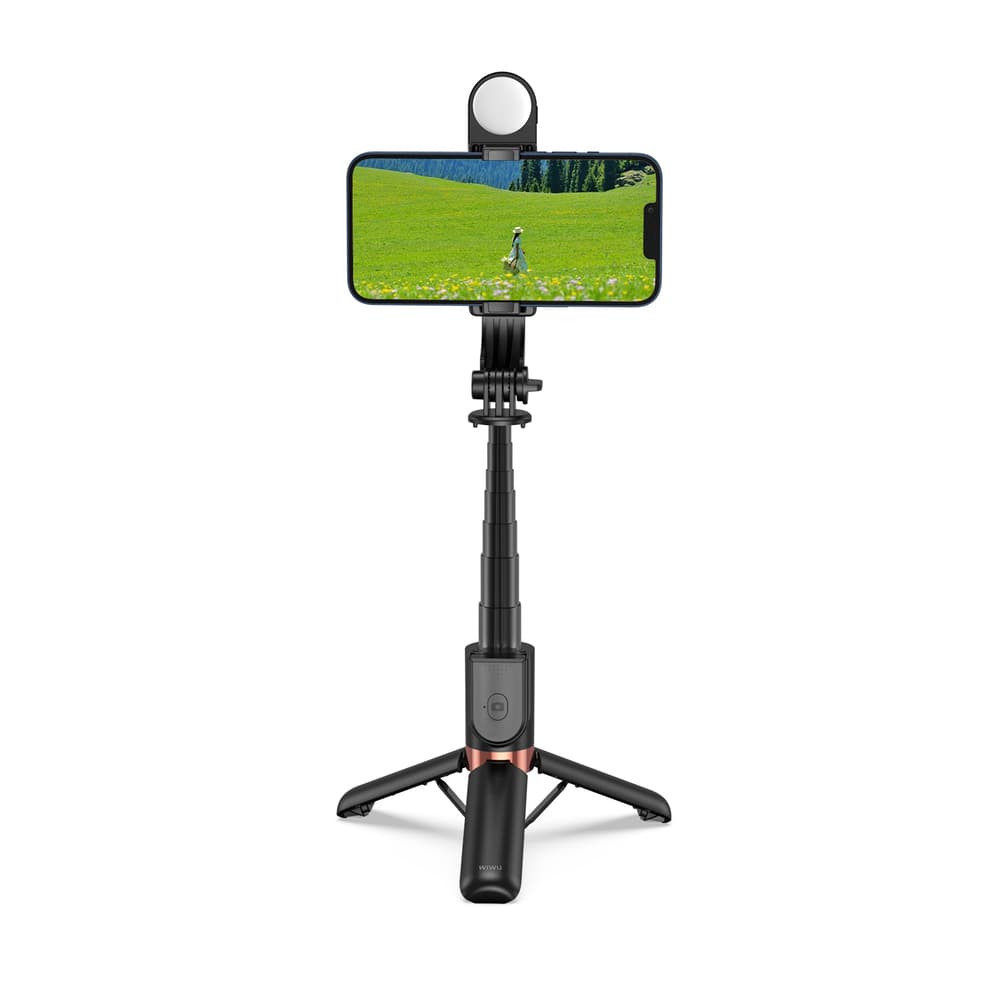 Штатив трипод монопод с подсветкой WIWU Wi-SE011 Mini Selfie Stick with filled lights 82см Black