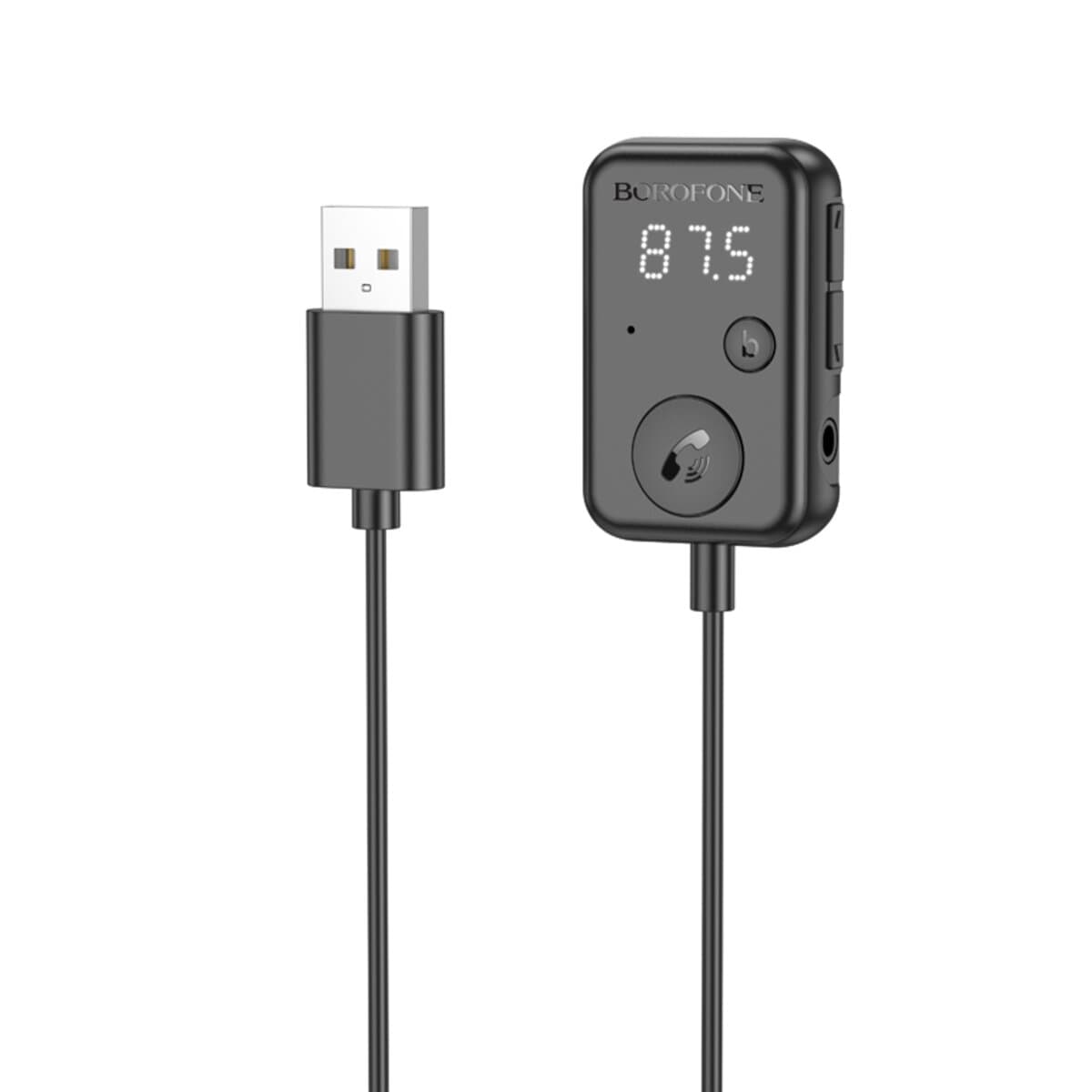 Bluetooth-трансмиттер ресивер BOROFONE BC49 June car BT FM transmitter BT5.3 Black