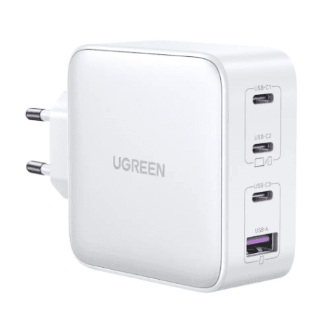 Зарядний пристрій Ugreen CD226 4xUSB 100W GaN 3хUSB-C+USB-A White (15337)