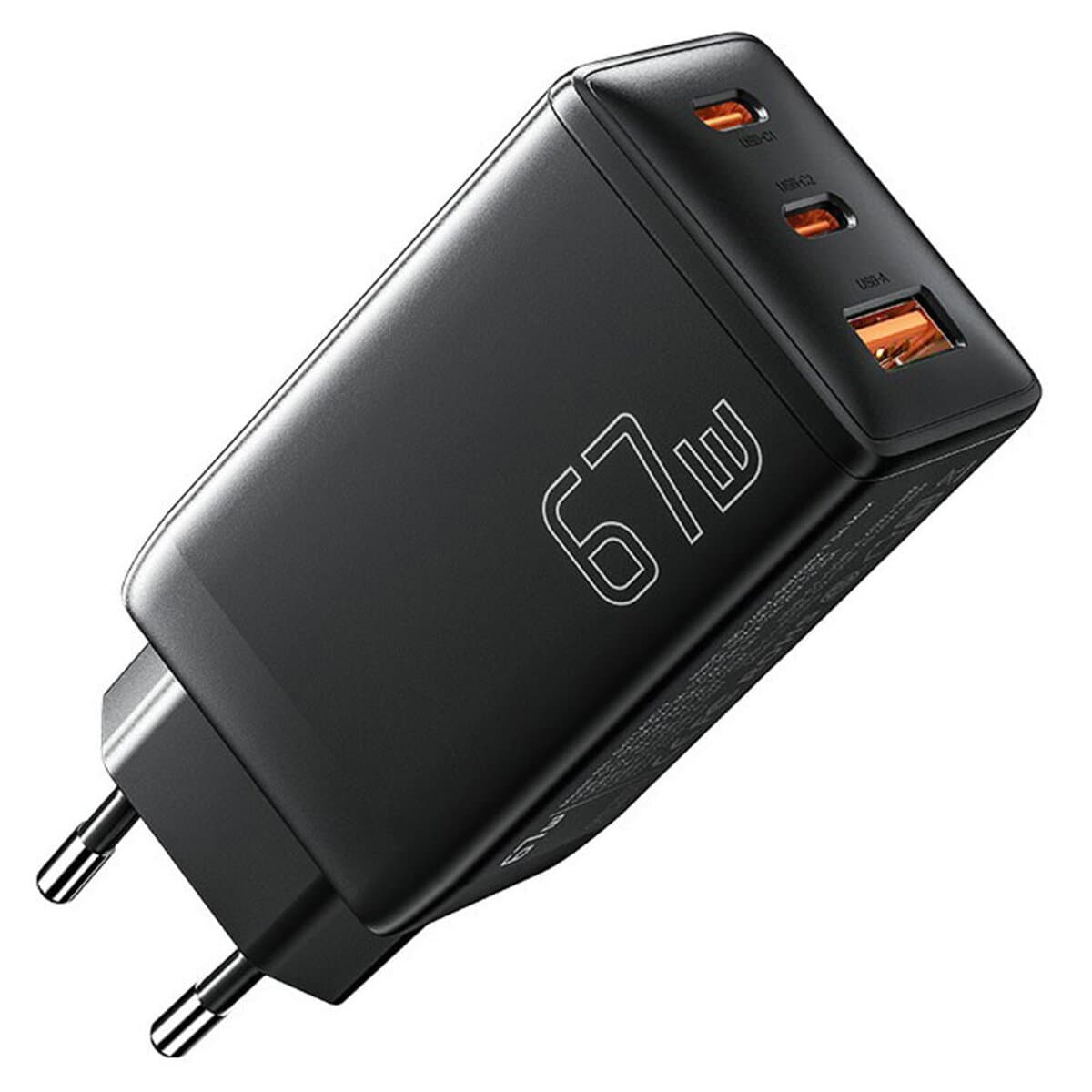Зарядний пристрій ESSAGER DIANYUN 67W GaN travel charger 2xType-C 1xUSB Black (ECTAC-DYB01-Z)