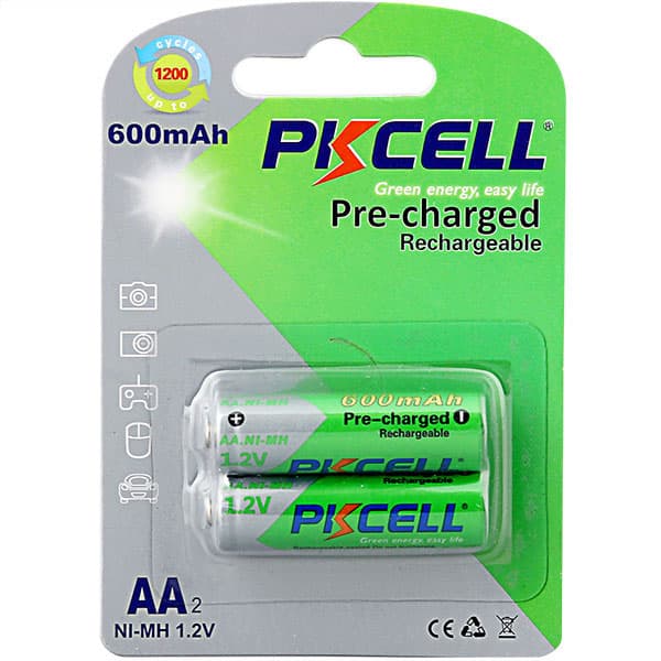Акумулятор PKCELL AA600-2B RTU AA 600mAh 1.2V Ni-MH RTU rechargeable battery 2 шт