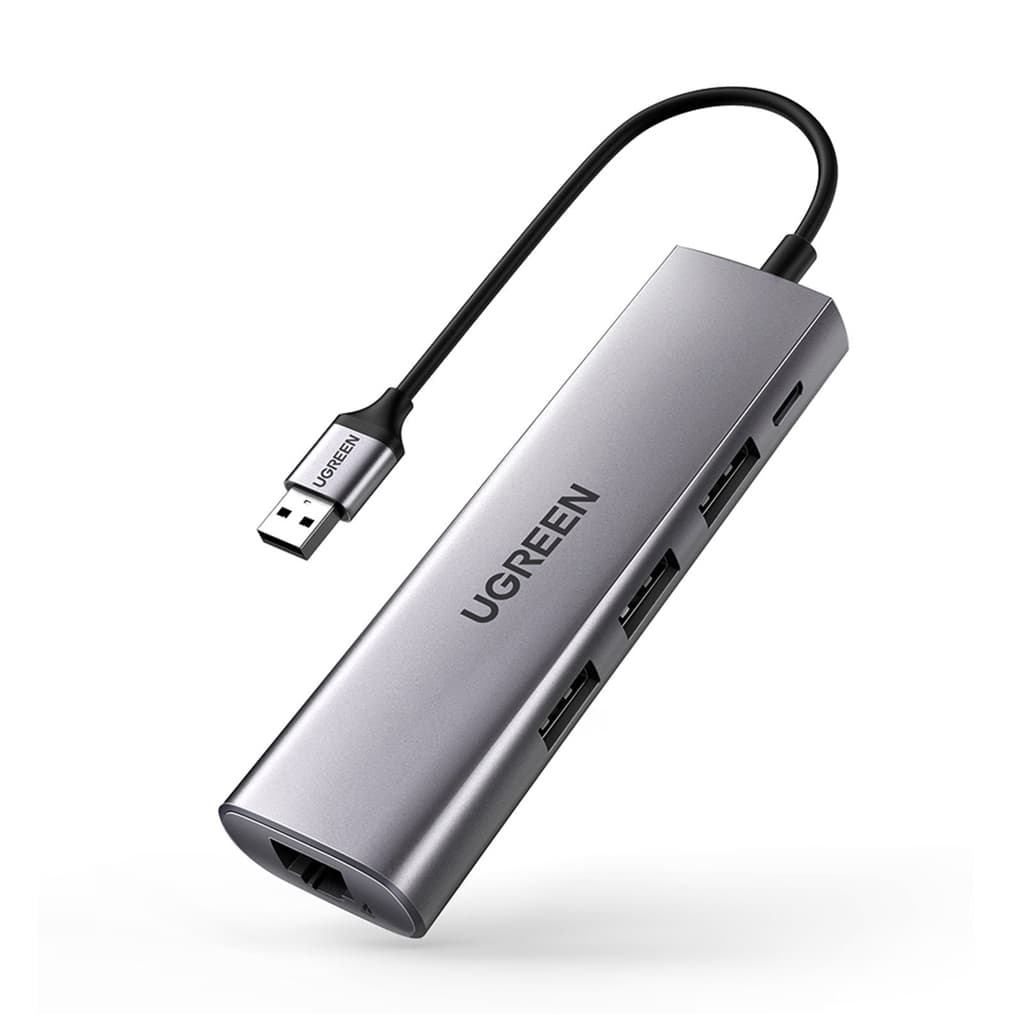 USB-хаб Ugreen CM266 USB 3.0 to USB 3.0x3/RJ45/Micro USB Grey (60812)
