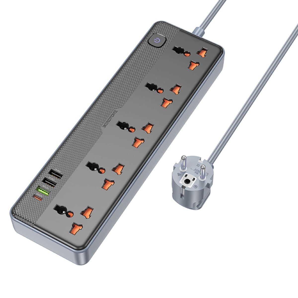 Сетевой удлинитель BOROFONE BAC5A Lord 5 розеток 1.5м PD20W 1xType-C 3xUSB EU Black