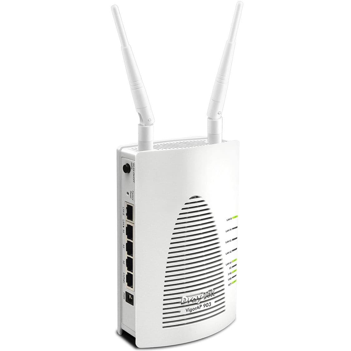 Точка доступу WiFi DrayTek Vigor AP 903 FAT AP PoE 5 LAN GbE 1 USB 2.0 WiFi Dual Band 802.11n 400Mb White