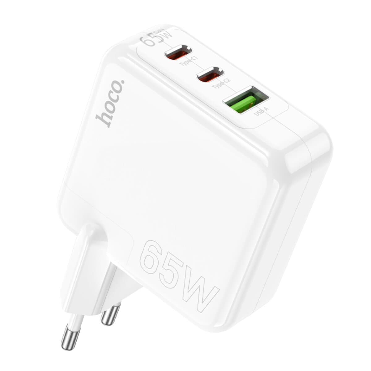 Зарядное устройство HOCO C115A Header PD65W GaN three-port 2C1A charger QC3.0 White