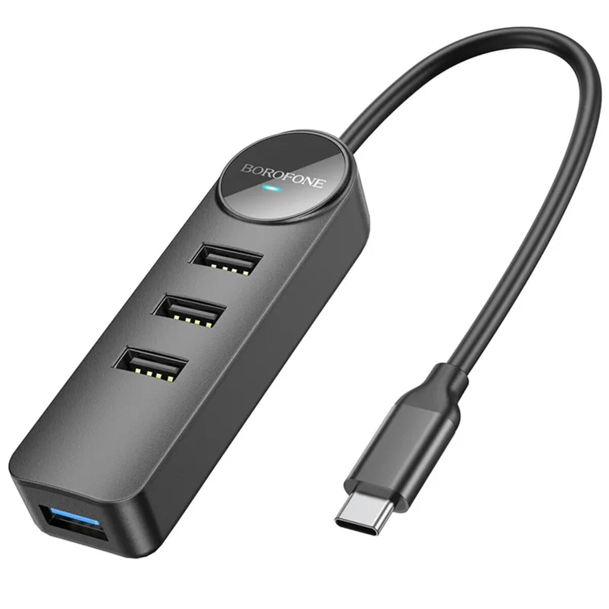 USB-хаб Borofone DH5 Erudite 4-in-1 adapter Type-C to USB3.0+USB2.0*3 0.2m Black