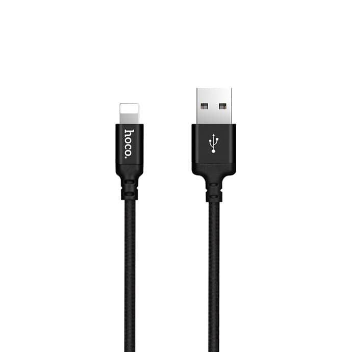 Кабель HOCO X14 USB to Lightning 2A 2m nylon aluminum connectors Black