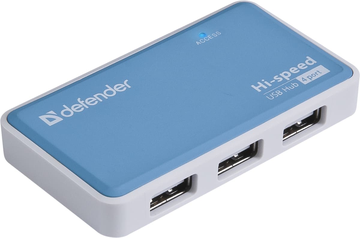USB хаб Defender Quadro Power 4 порти Hub USB2.0 активний Blue-White (83503)
