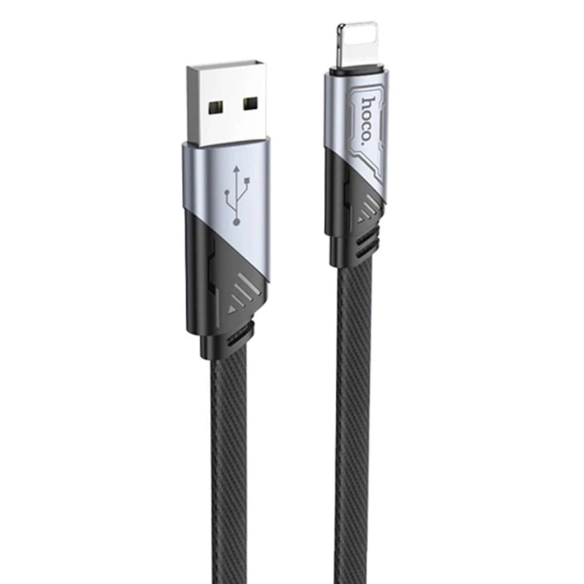Кабель HOCO U119 USB to Lightning 2.4A 1.2м nylon aluminum connectors Black