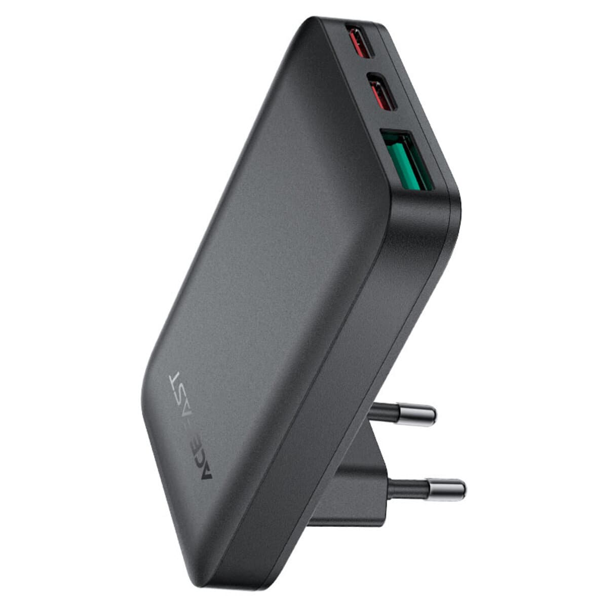 Зарядний пристрій ACEFAST A100 PD65W GaN 2xType-C 1xUSB ultra-thin Charger Black