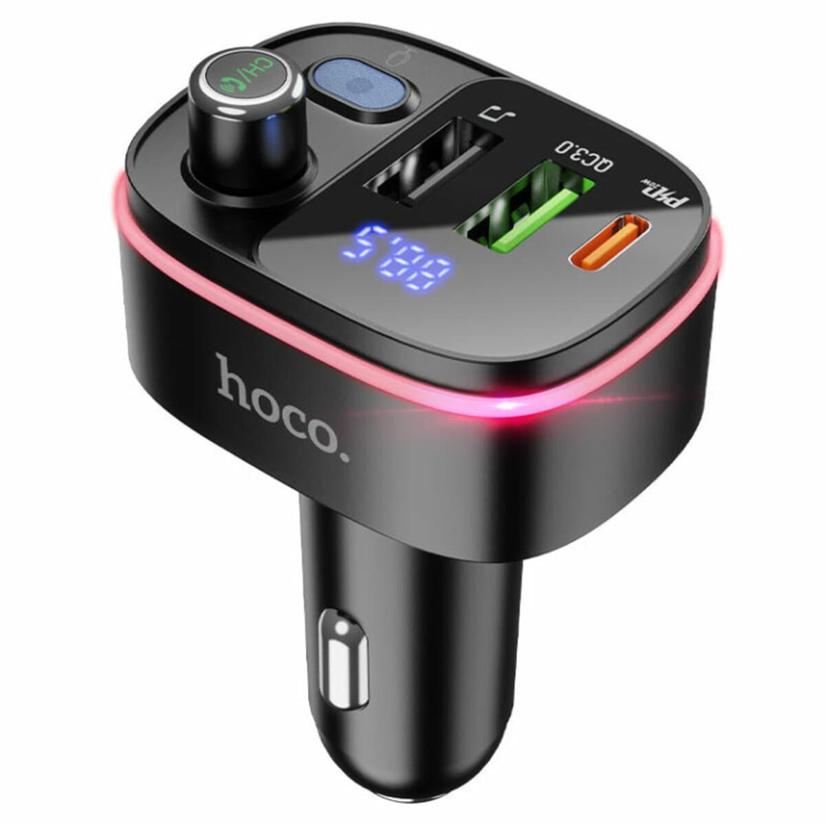 Автомобильный FM-трансмиттер ресивер HOCO E62 Fast PD20W+QC3.0 car BT FM transmitter Black