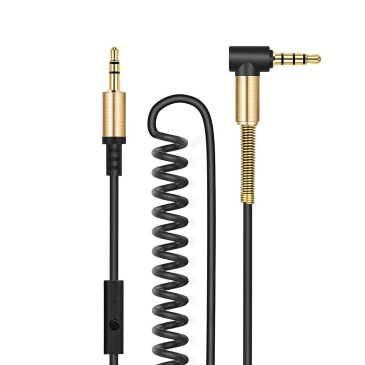 Аудіо-кабель HOCO UPA02 AUX 3.5мм to AUX 3.5мм Spring Audio cable with Mic 2m Black