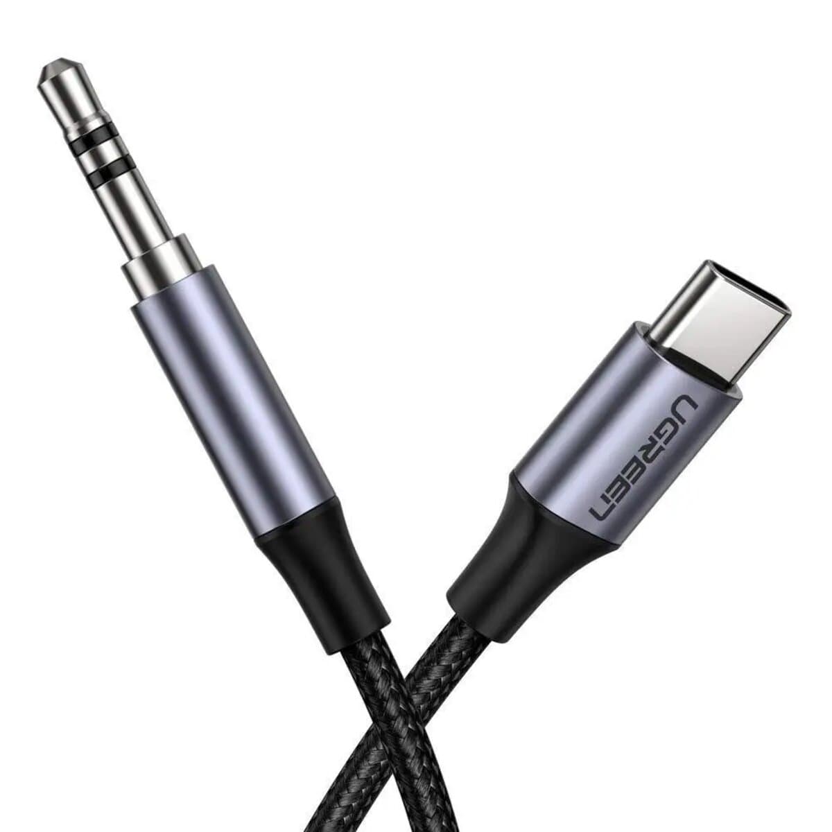 Аудіо кабель UGREEN AV143 Round USB-C Audio Cable 3.5mm M/M Aluminum Shell 1m Deep Gray (UGR-30633)