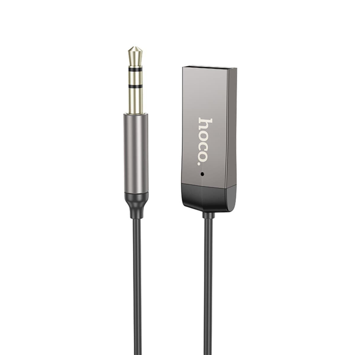 Bluetooth-трансмиттер ресивер HOCO E78 Benefit car AUX BT 5.3 receiver with cable Black Metal Gray