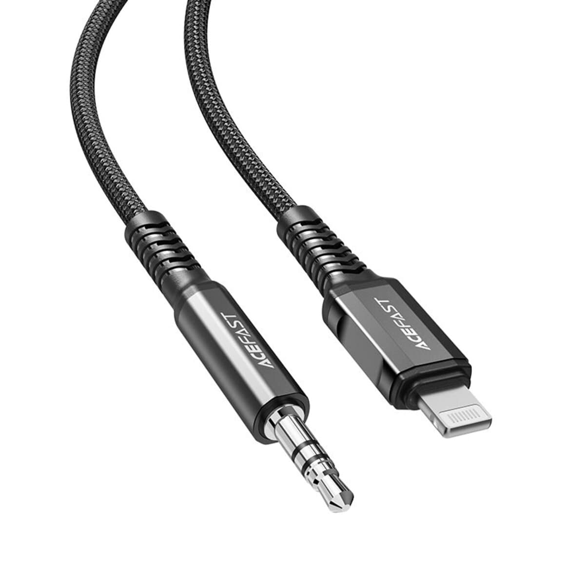 Кабель ACEFAST C1-06 Lightning to AUX 3.5mm aluminum alloy audio cable 18см Black (AFC1-06B)
