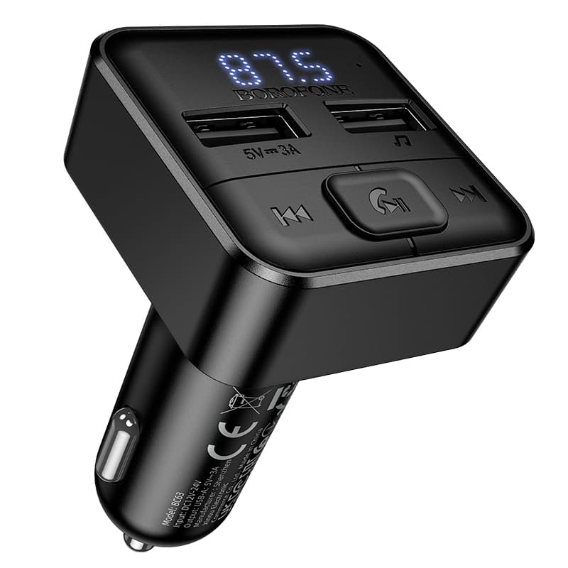 Автомобильный FM-трансмиттер BOROFONE BC63 Selecto car BT5.4 FM transmitter 3A Black