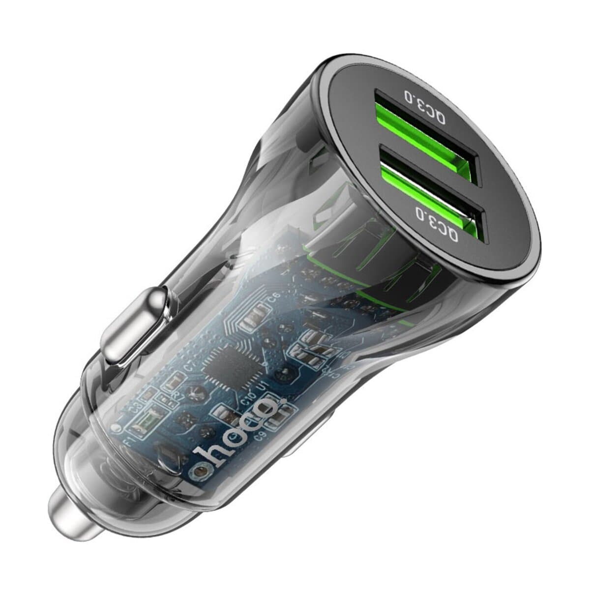 Автомобильное зарядное устройство HOCO Z47 Discovery Edition QC3.0 18W USB to Micro-USB 3A Transparent Black