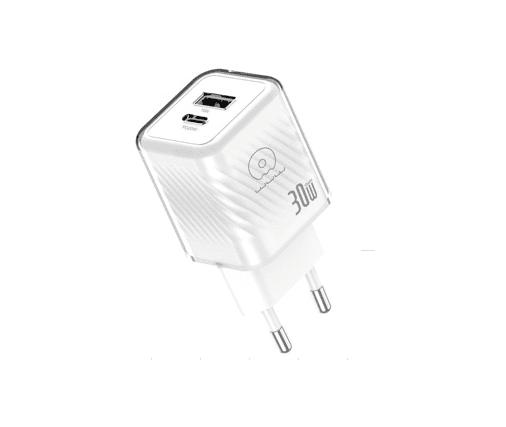 Зарядний пристрій WUW C228 30W Gan Charger 1xType-C 1xUSB White (C228)