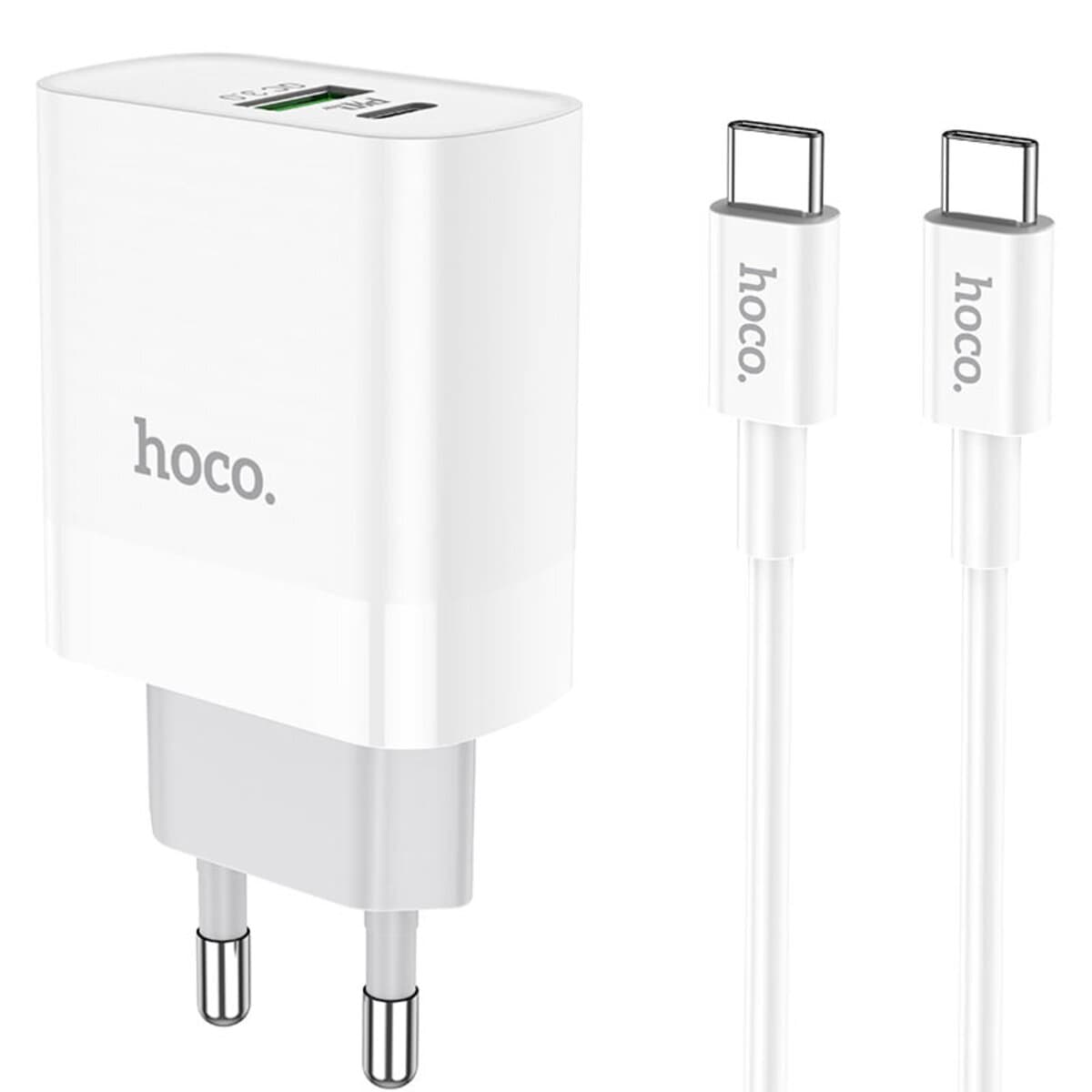 Зарядний пристрій HOCO C80A Rapido PD20W+QC3.0 charger set Type-C to Type-C cable EU White