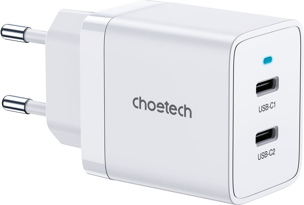 Зарядний пристрій адаптер Choetech Q5006 2хUSB-C 40W PD QC3.0 White (Q5006-EU-WH)