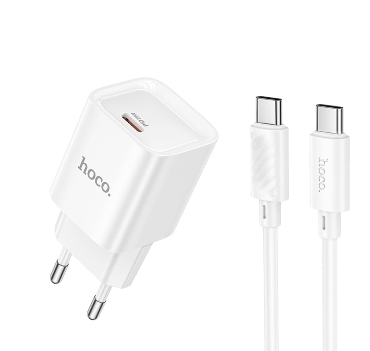 Зарядное устройство HOCO C146A Charm single port PD20W charger set Type-C to Type-C cable EU White