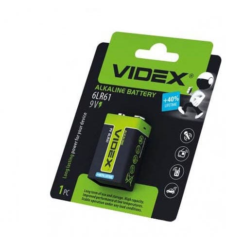 Батарейка крона VIDEX 6LR61 9В алкалайн лужна 600mAh (357827)