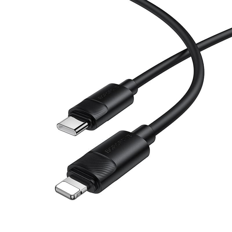 Кабель BOROFONE BX123 Leya PD30W 1m silicone charging data cable Type-C to Lightning Black (6941991124174)