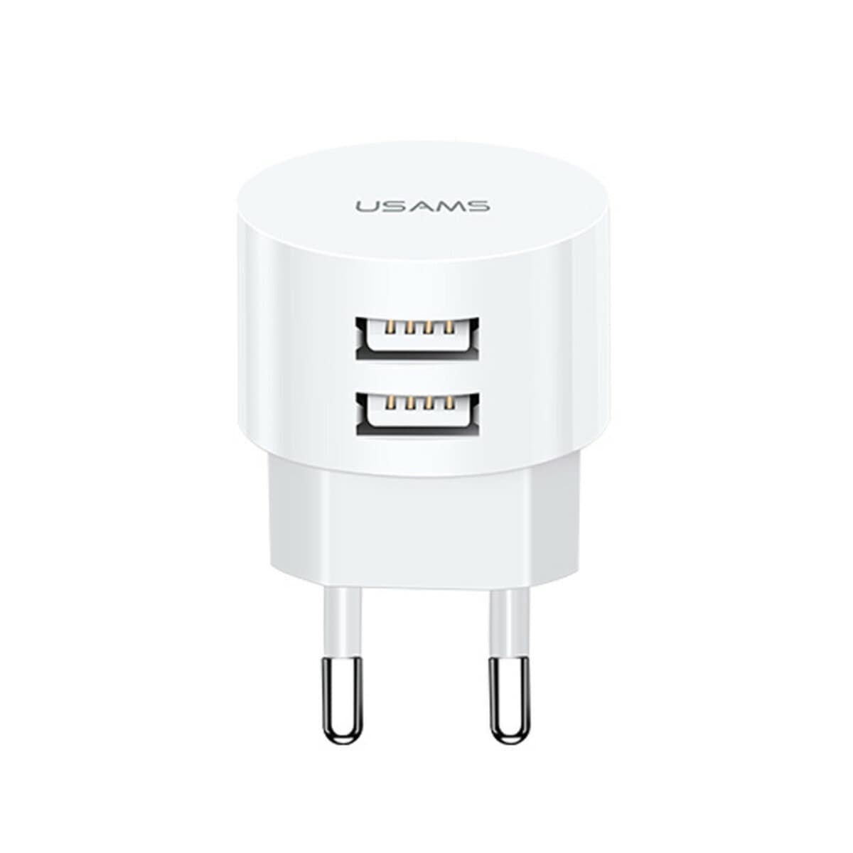 Зарядное устройство Usams T20 Travel Charging Set Send-Tu Series Dual USB Round Charger + U35 lightning cable White (XTXLOGT1804)