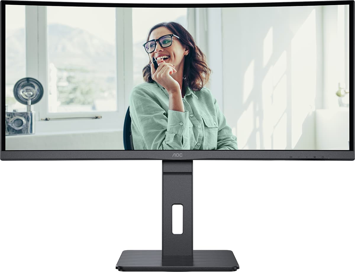 Монітор вигнутий AOC CU34P3CV TFT 34" WQHD VA 100Гц HDMI DP USB-C RJ-45 USB-hub HAS колонки Black (CU34P3CV)