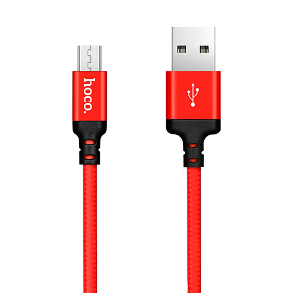 Кабель HOCO X14 USB to Micro-USB 2.4A 1m nylon aluminum connectors Red-Black