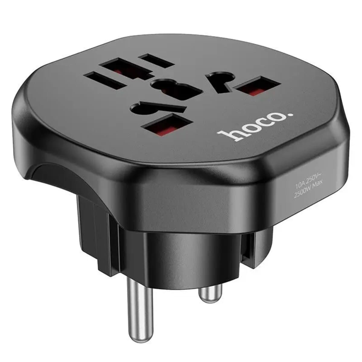 Универсальный переходник для розетки HOCO AC6 Unimpeded universal conversion plug 10А Black