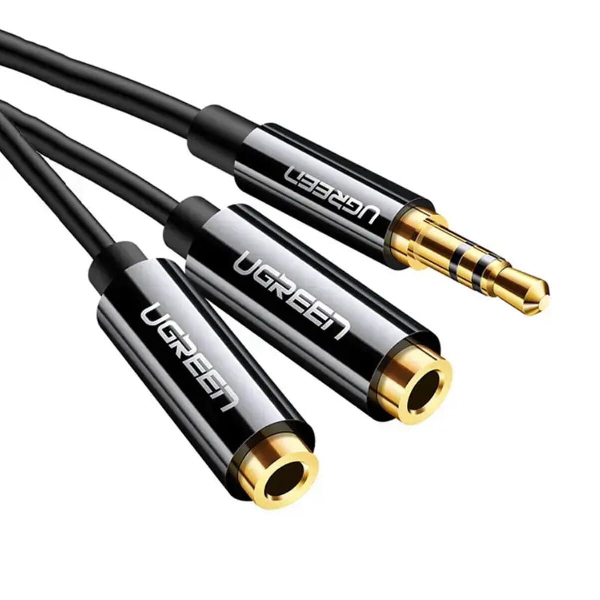Аудиокабель UGREEN AV134 3.5mm Male to 2xFemale Audio Cable 20cm Black (UGR-20816)