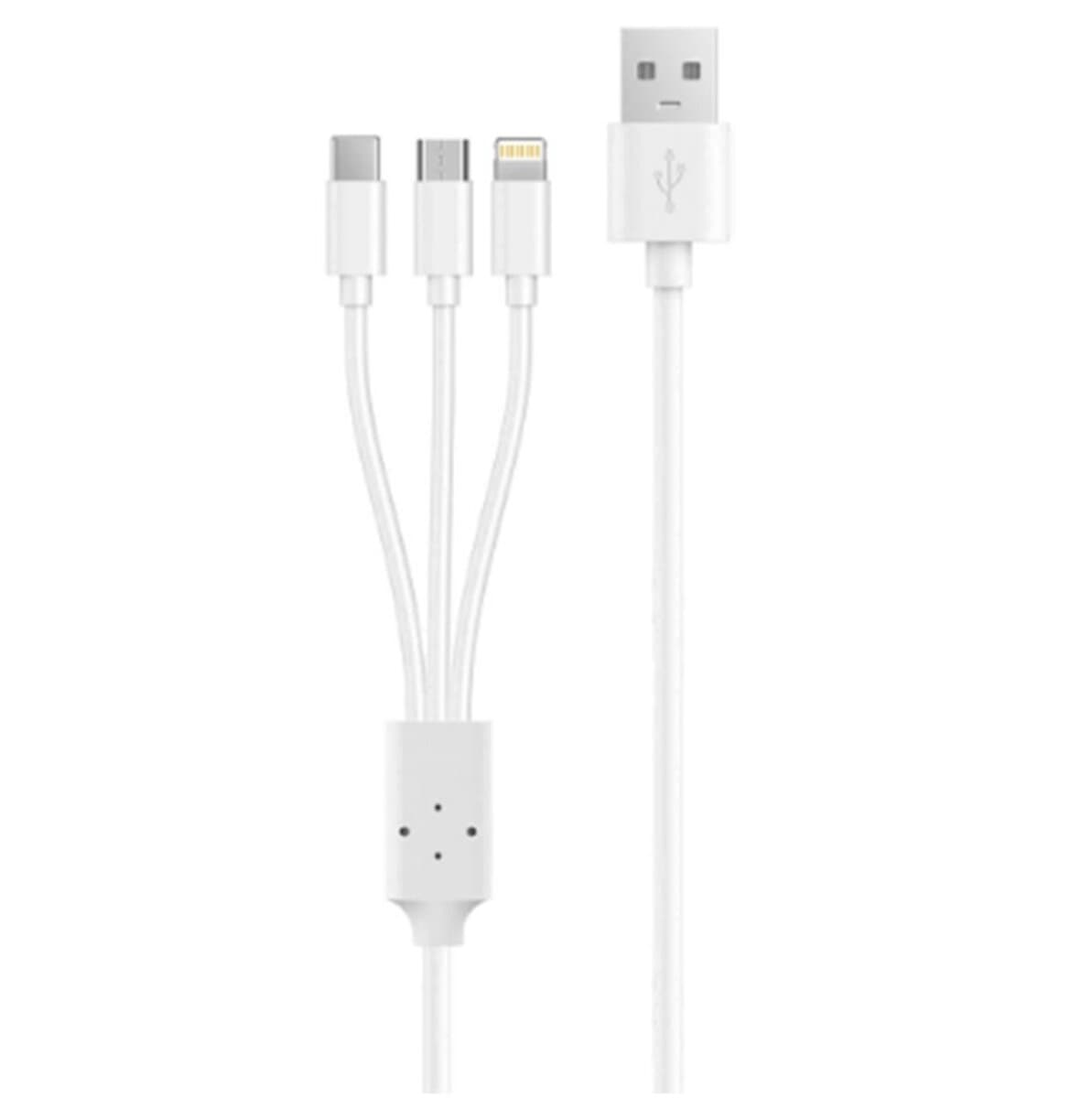 Кабель WUW-X179 3 in 1 charge cable USB to Type-C/Lightning/MicroUSB 2A 1m White (X179)